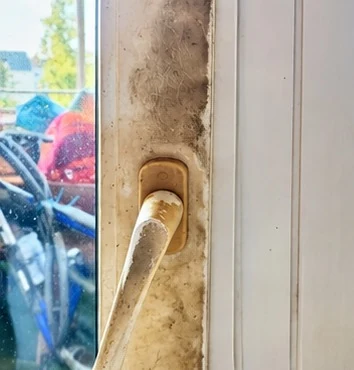 Verschmutzter Fensterrahmen vor der professionellen Reinigung durch Propex in Zürich